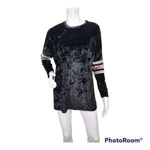 POL Black Crushed Velvet Pullover Top Size M
